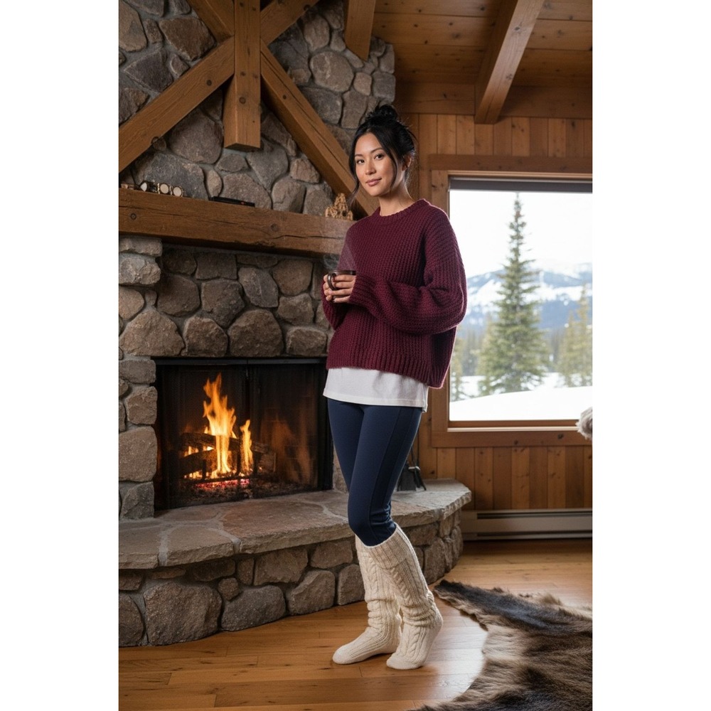 Eddie Bauer Women's Fleece Lined Black Leggings Size‎ S Base Layer cabincore ski